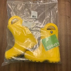 NEW in bag Crocs handle it yellow rain boots